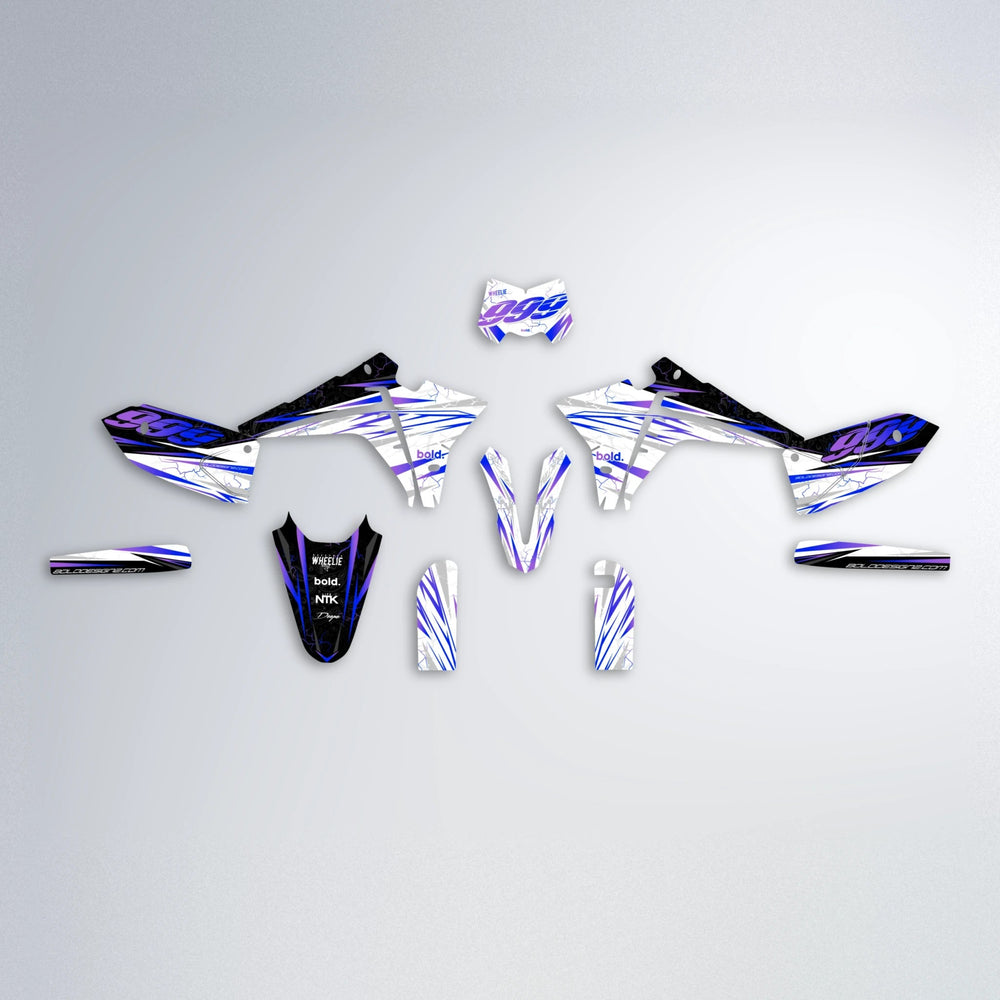 SUNRISE Fantic graphics kit parts layout in Blue
