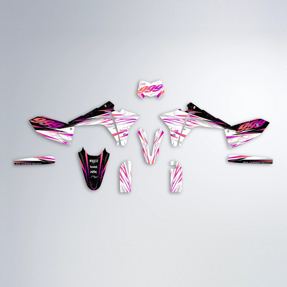 SUNRISE Fantic graphics kit parts layout in Pink
