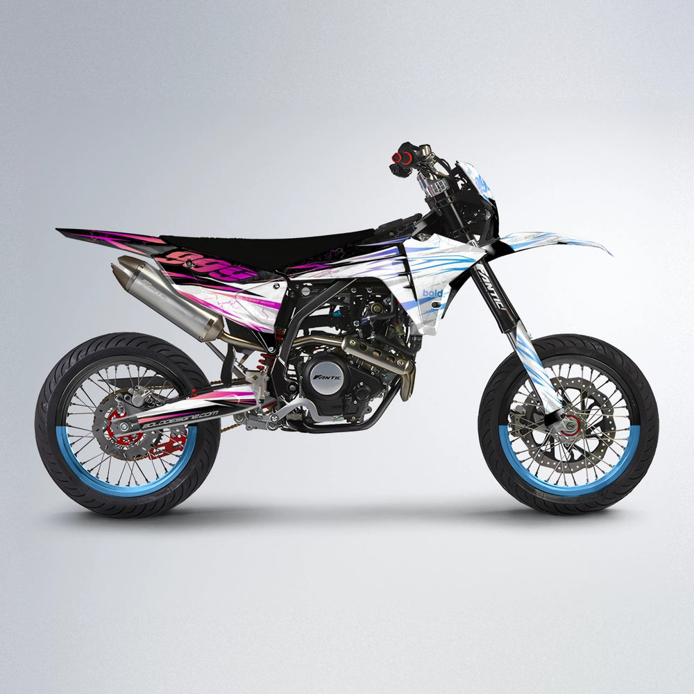 SUNRISE Fantic supermoto graphics kit in Pink & Light Blue
