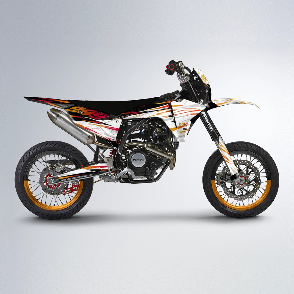SUNRISE Fantic supermoto graphics kit in Red & Orange