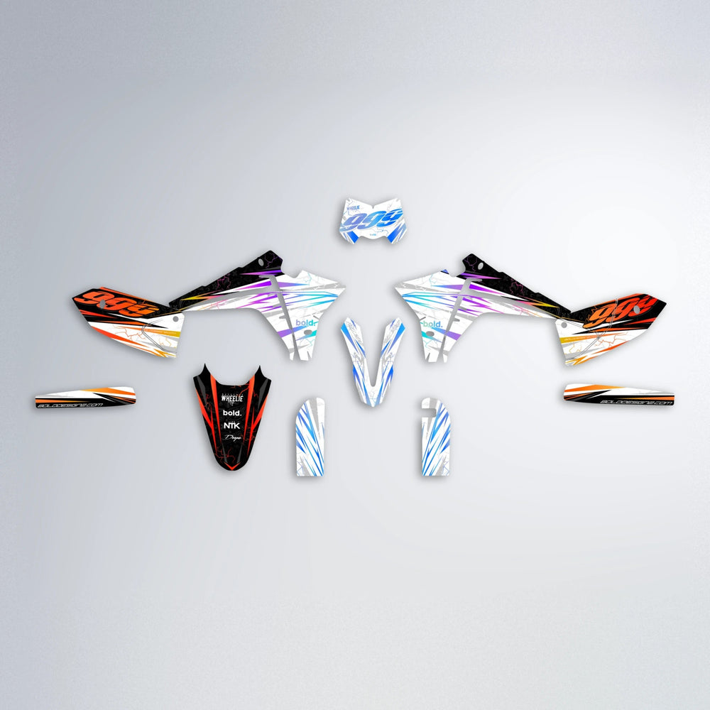 SUNRISE Fantic graphics kit parts layout in Sunset Fade