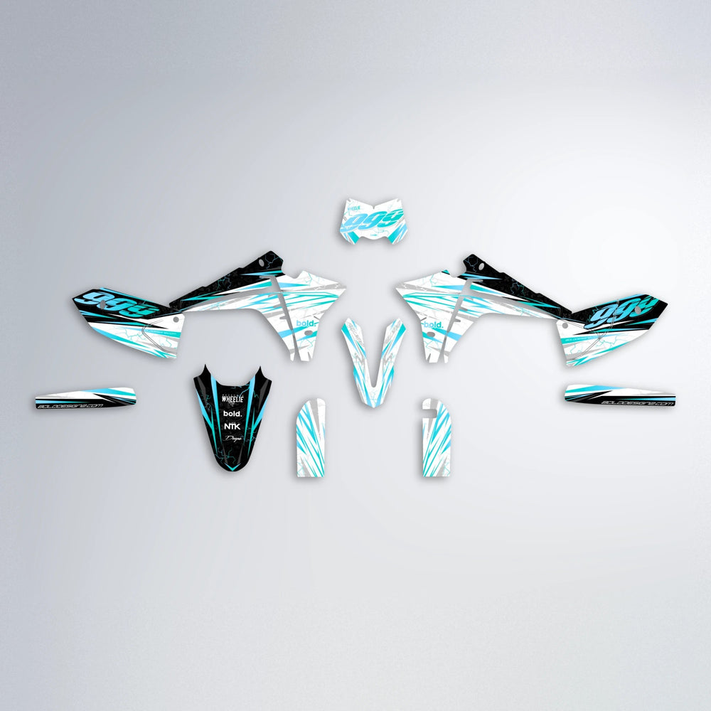 SUNRISE Fantic graphics kit parts layout in Teal