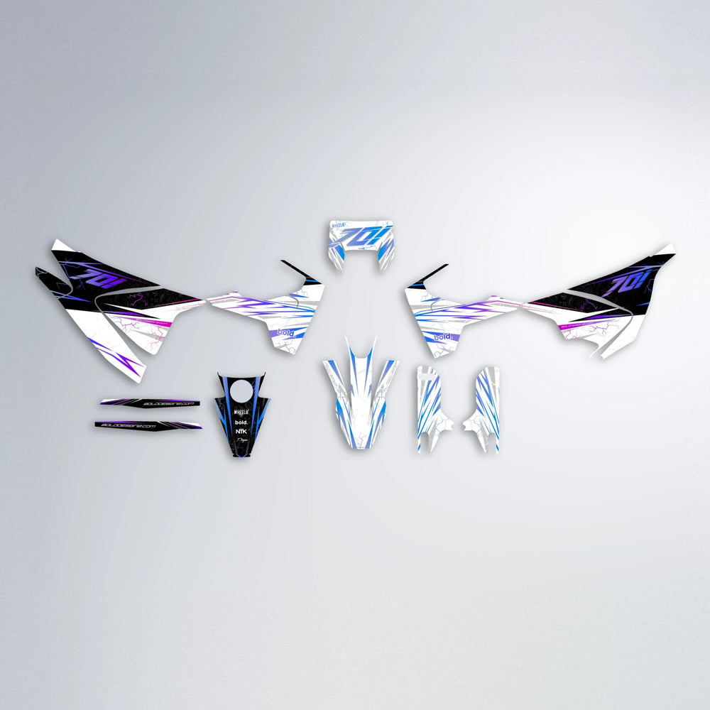 SUNRISE Husqvarna 701 graphics kit parts layout in Blue Purple Fade