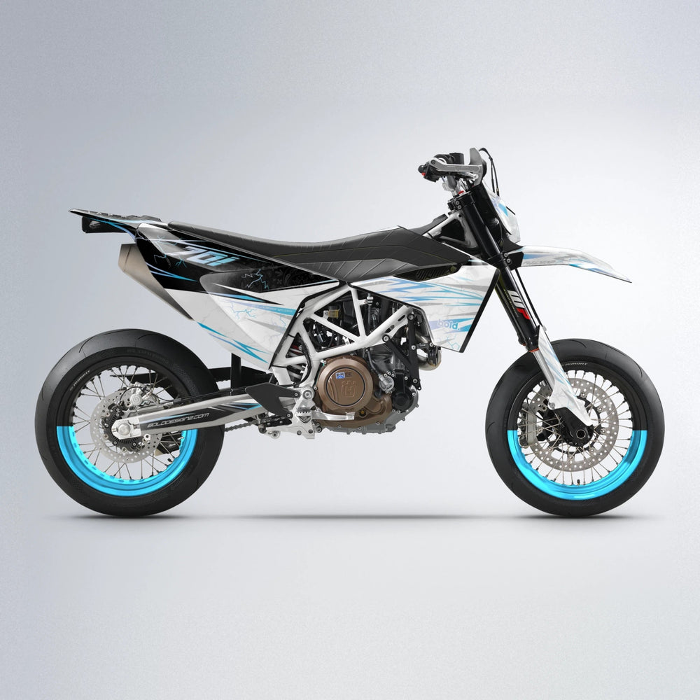 SUNRISE Husqvarna 701 supermoto graphics kit in Light Blue & White