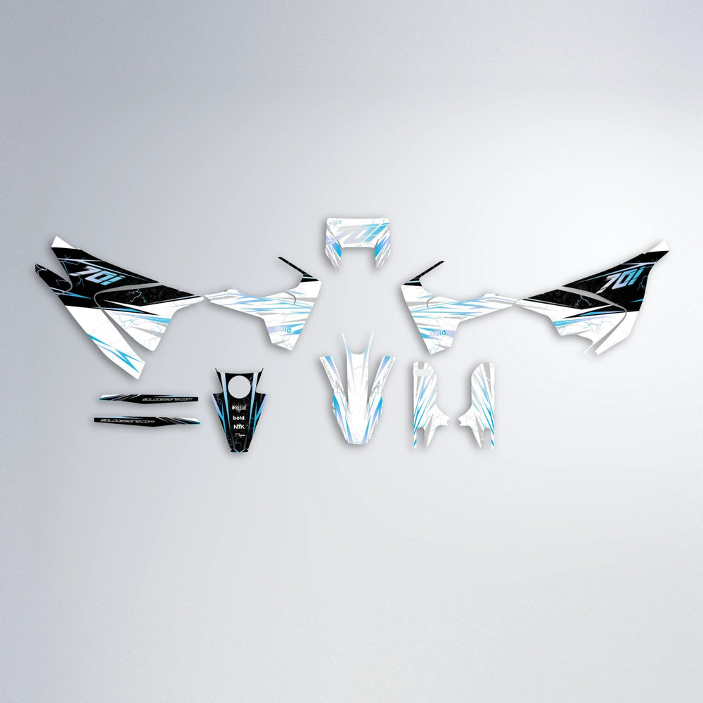 SUNRISE Husqvarna 701 graphics kit parts layout in Light Blue & White