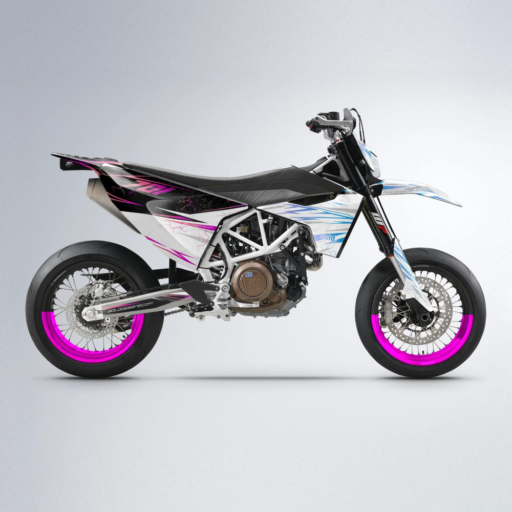 SUNRISE Husqvarna 701 supermoto graphics kit in Pink & Light Blue