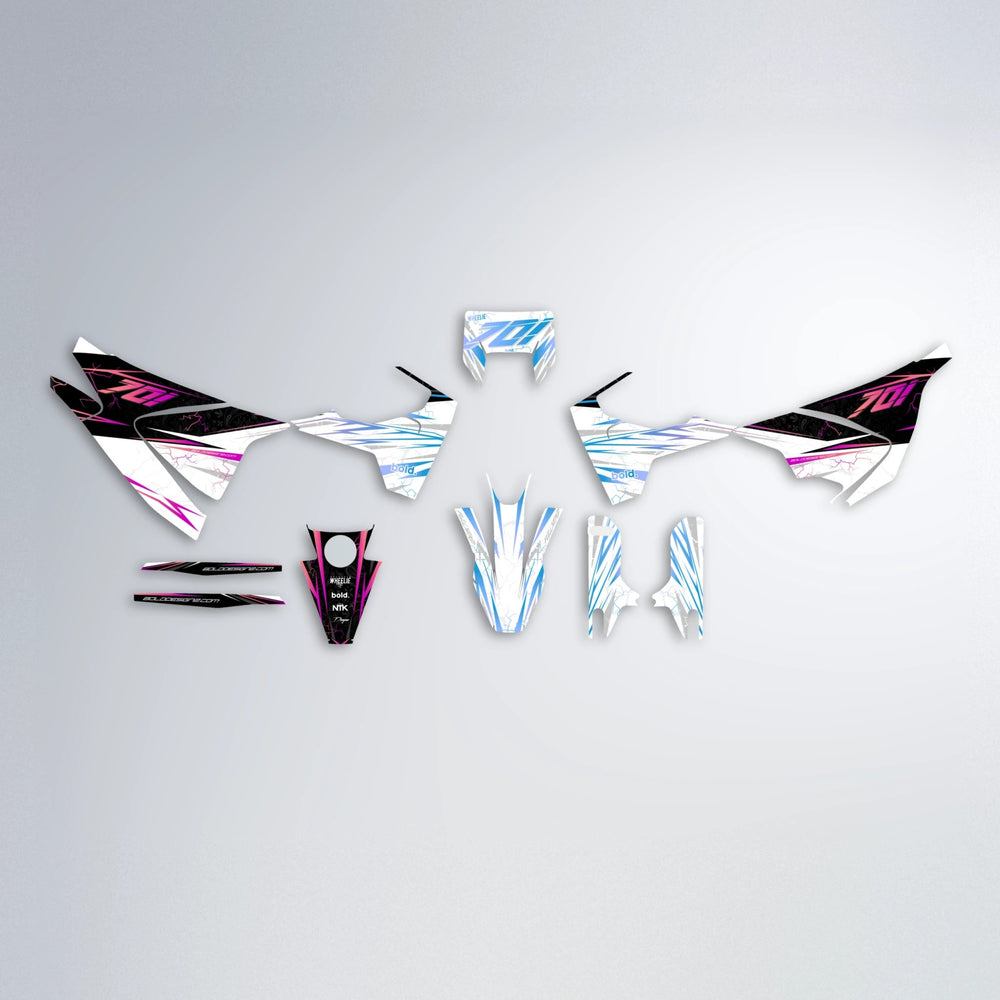 SUNRISE Husqvarna 701 graphics kit parts layout in Pink & Light Blue