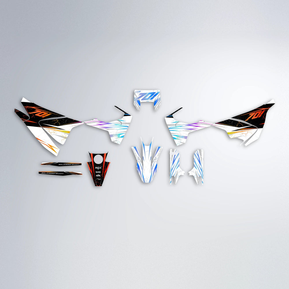SUNRISE Husqvarna 701 graphics kit parts layout in Sunset Fade