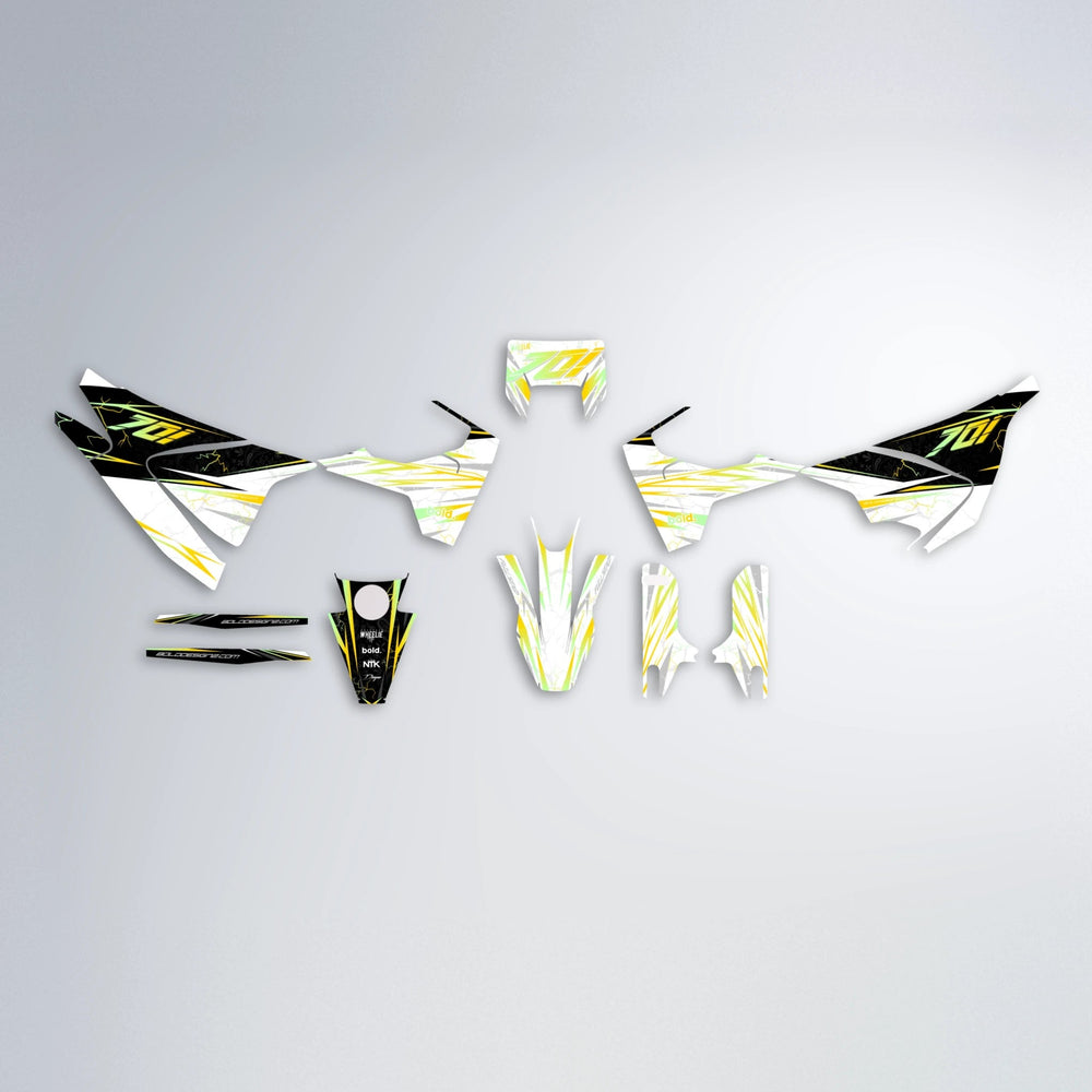 SUNRISE Husqvarna 701 graphics kit parts layout in Yellow