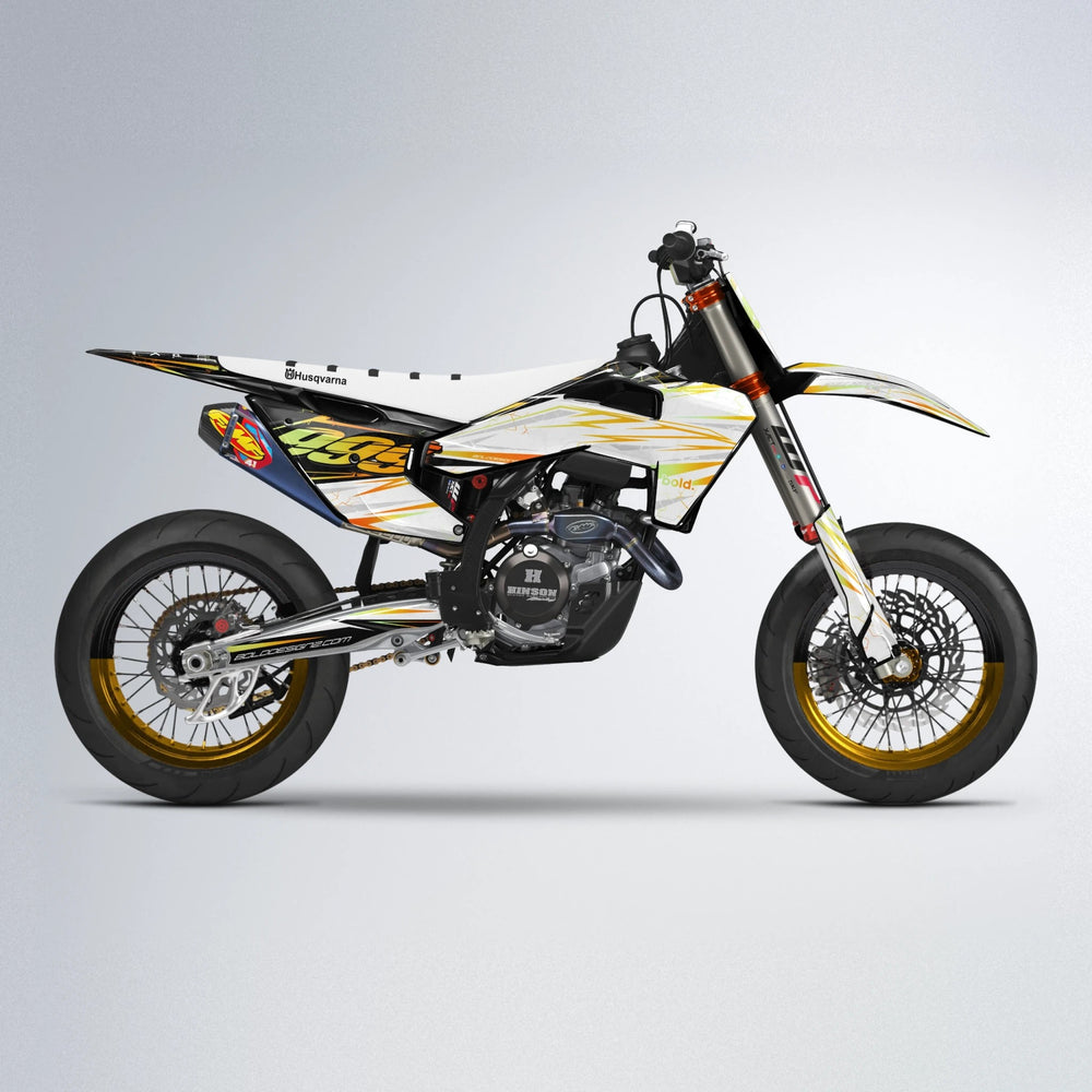 SUNRISE Husqvarna FE/TE supermoto graphics kit in Orange & Yellow