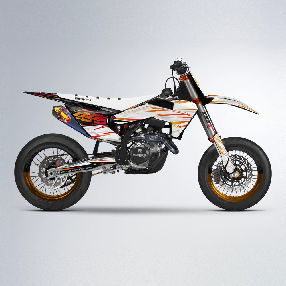 SUNRISE Husqvarna FE/TE supermoto graphics kit in Red & Orange