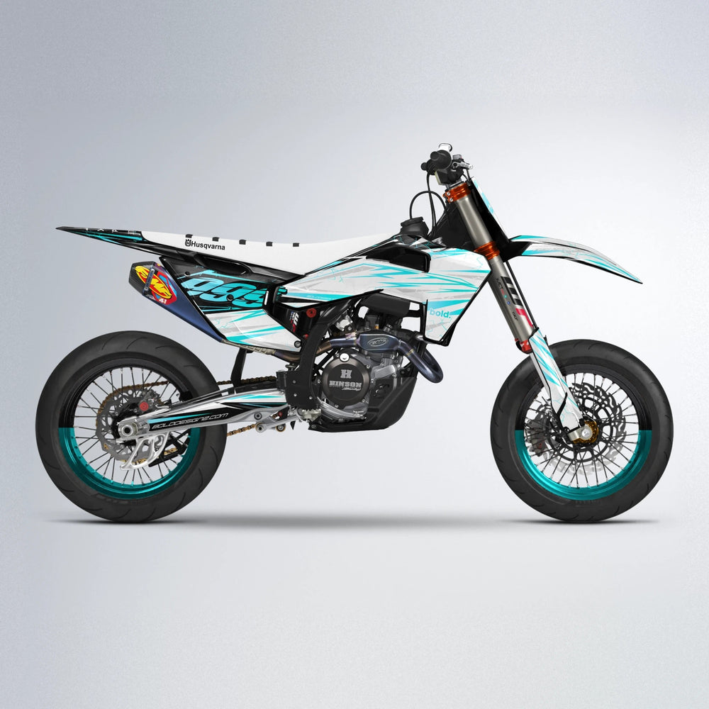 SUNRISE Husqvarna FE/TE supermoto graphics kit in Teal