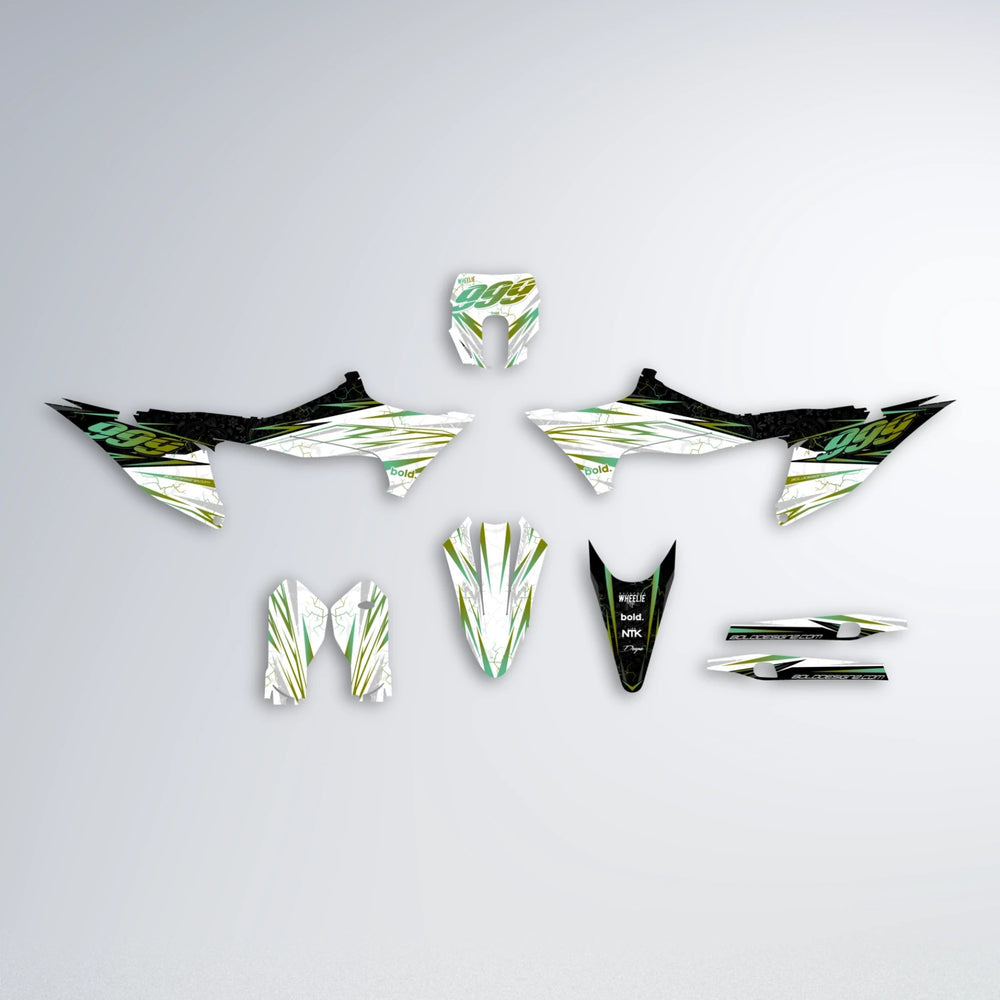 SUNRISE Stark Varg MX graphics kit parts layout in Olive
