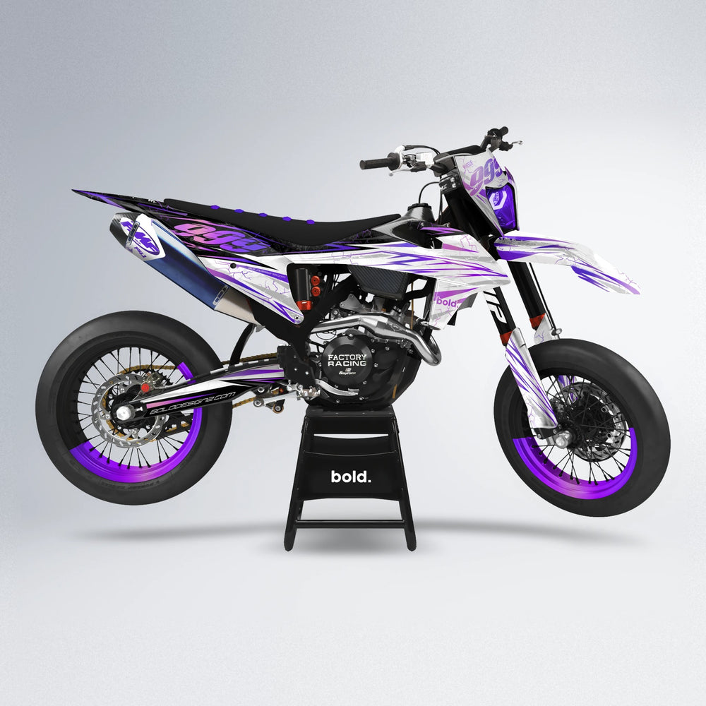 SUNRISE supermoto graphics kit in Purple Chrome