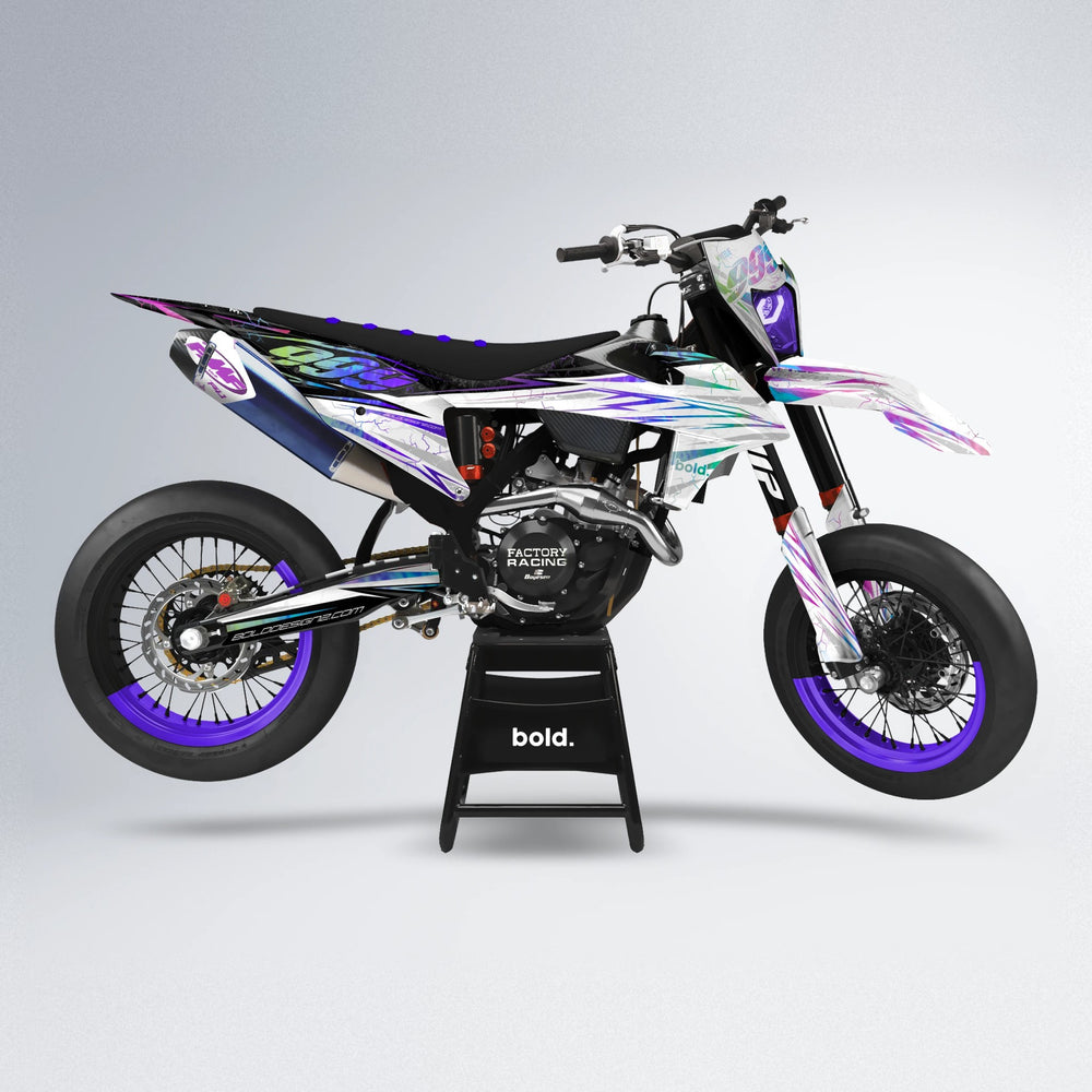 SUNRISE supermoto graphics kit in Purple Holo