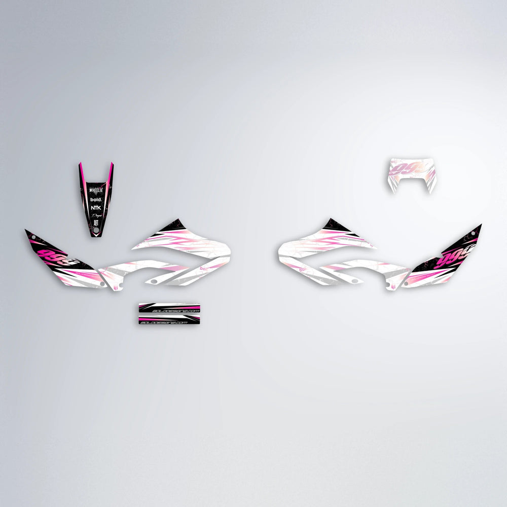SUNRISE Yamaha WR 125X graphics kit parts layout in Flamingo