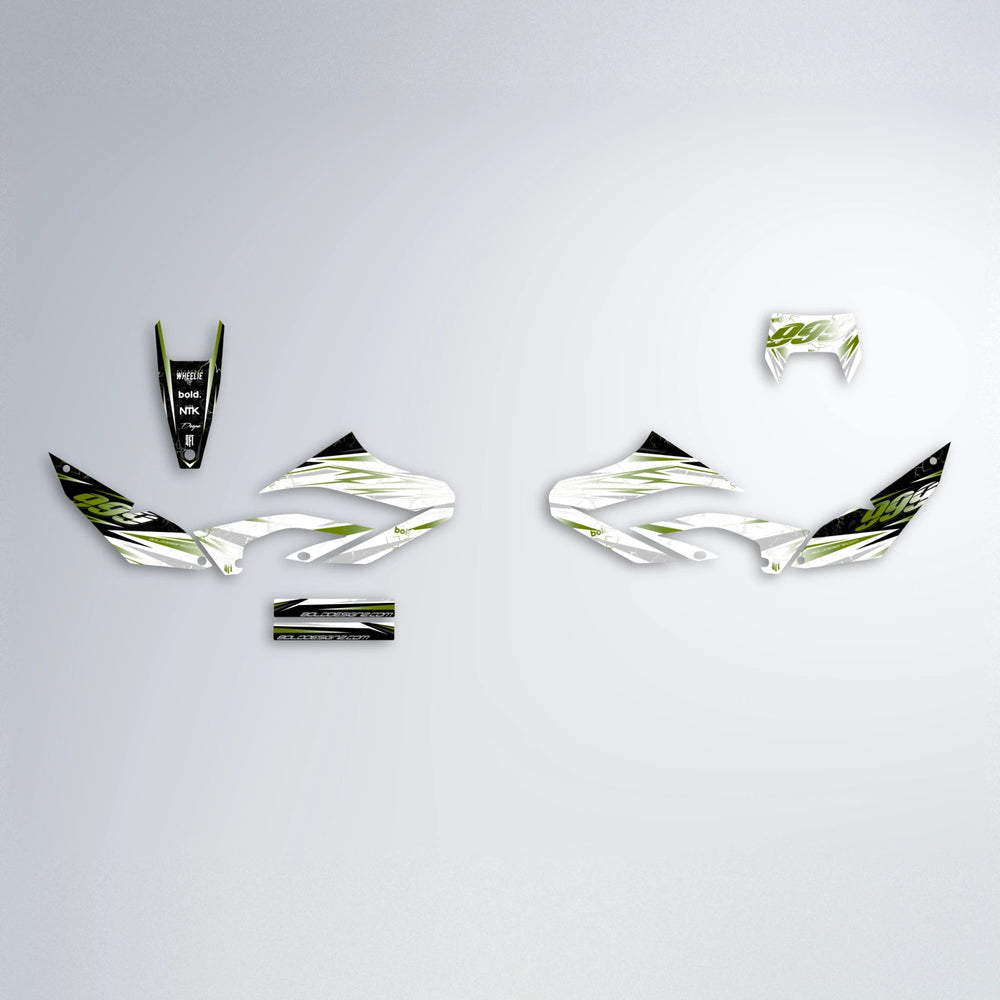 SUNRISE Yamaha WR 125X graphics kit parts layout in Olive