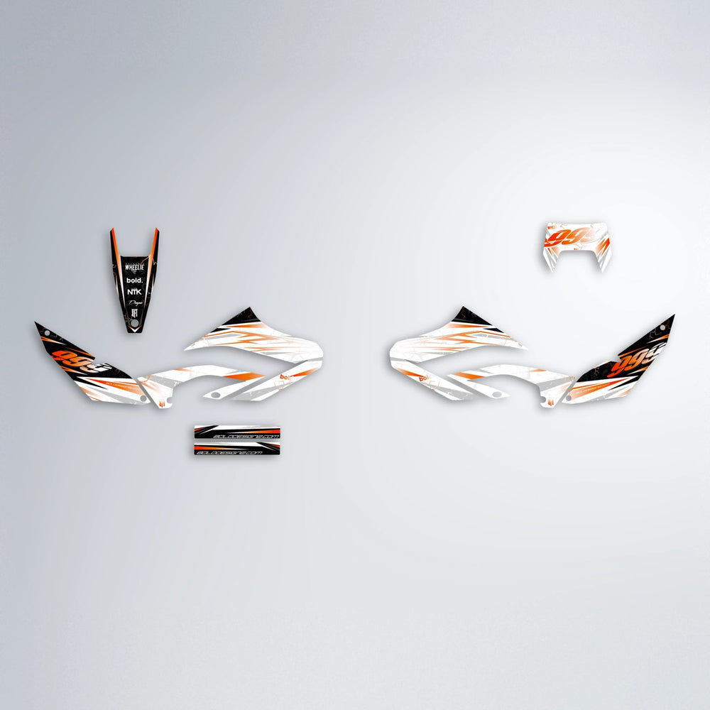SUNRISE Yamaha WR 125X graphics kit parts layout in Orange
