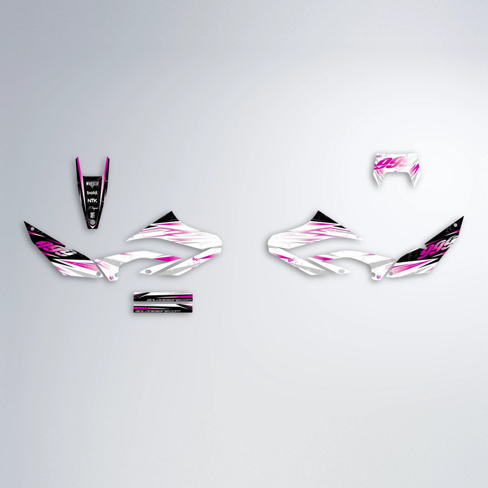 SUNRISE Yamaha WR 125X graphics kit parts layout in Pink