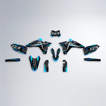TASK Fantic graphics kit parts layout in Blue