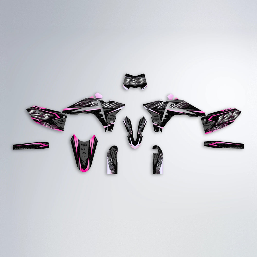 TASK Fantic graphics kit parts layout in Flamingo