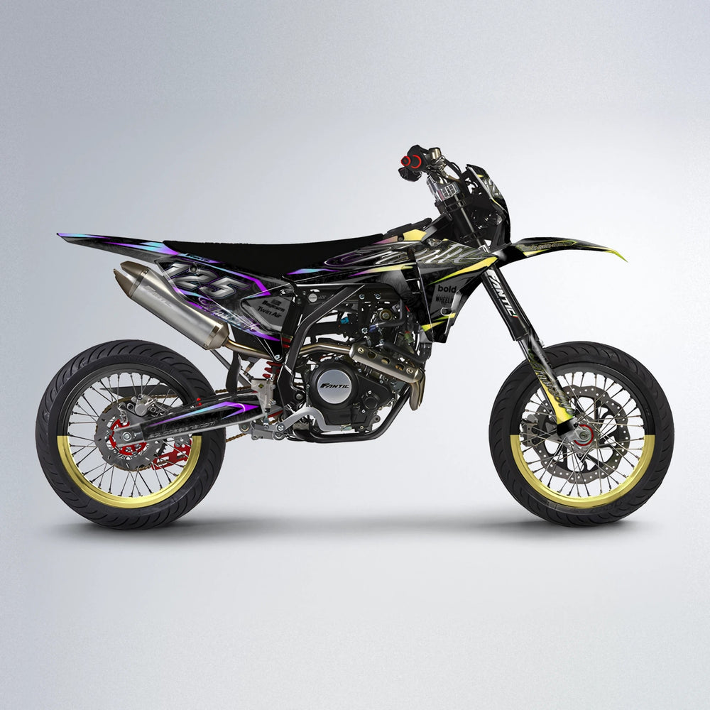 TASK Fantic supermoto graphics kit in Purple & Yellow