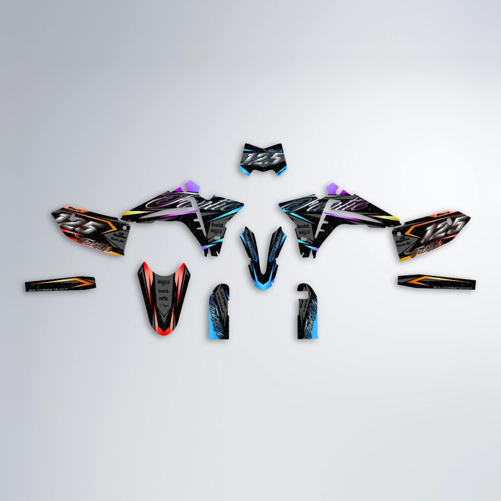 TASK Fantic graphics kit parts layout in Sunset Fade