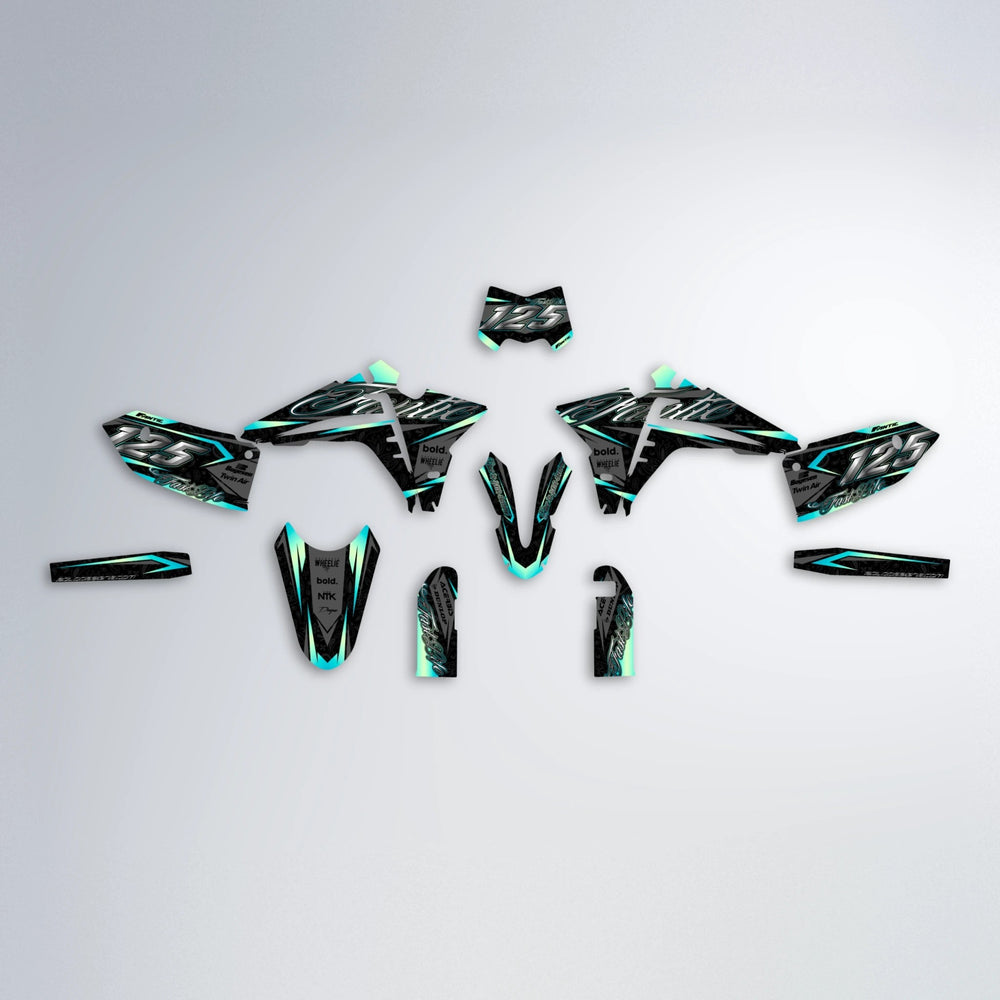 TASK Fantic graphics kit parts layout in Teal