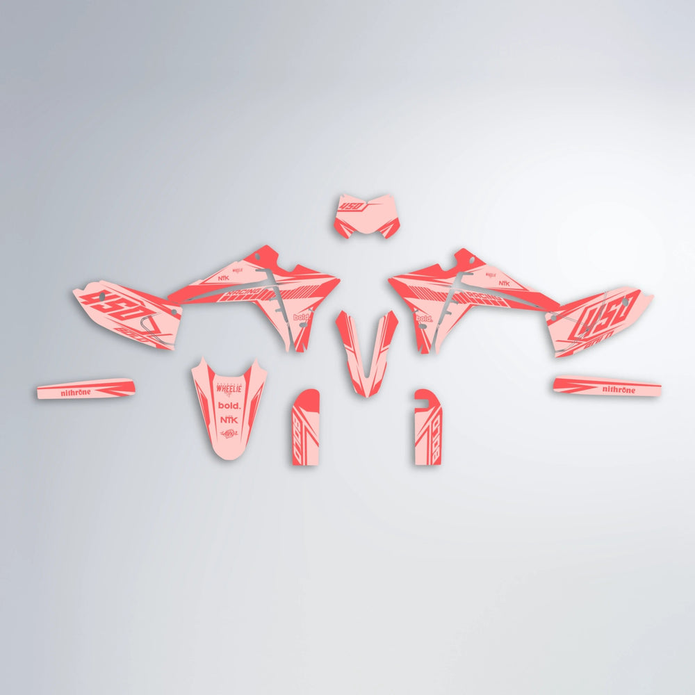 TEMPEST Fantic graphics kit parts layout in Red