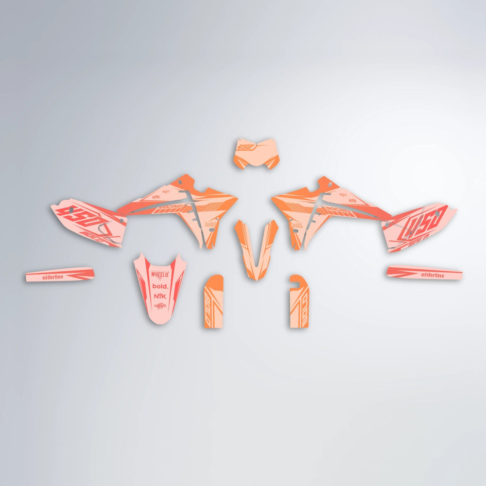 TEMPEST Fantic graphics kit parts layout in Red & Orange