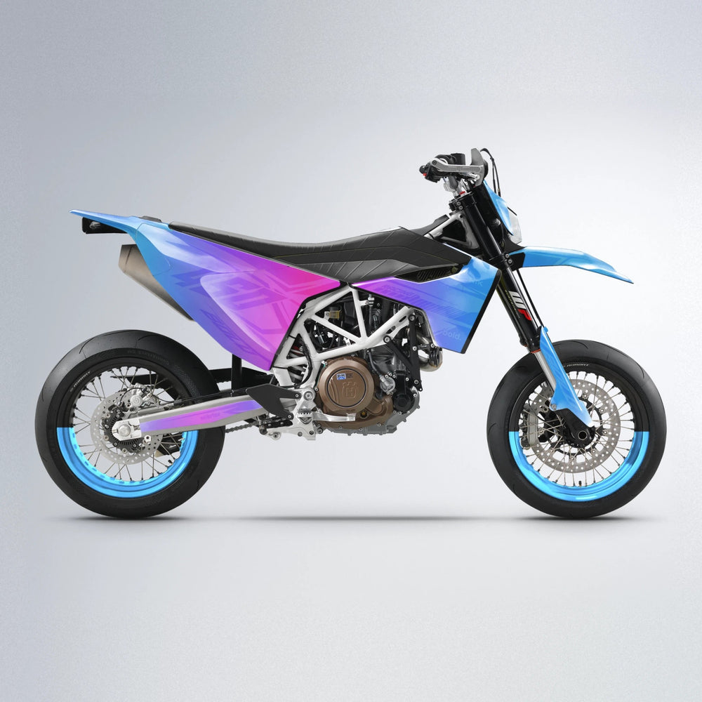 TEMPEST Husqvarna 701 supermoto graphics kit in Blue Purple Fade