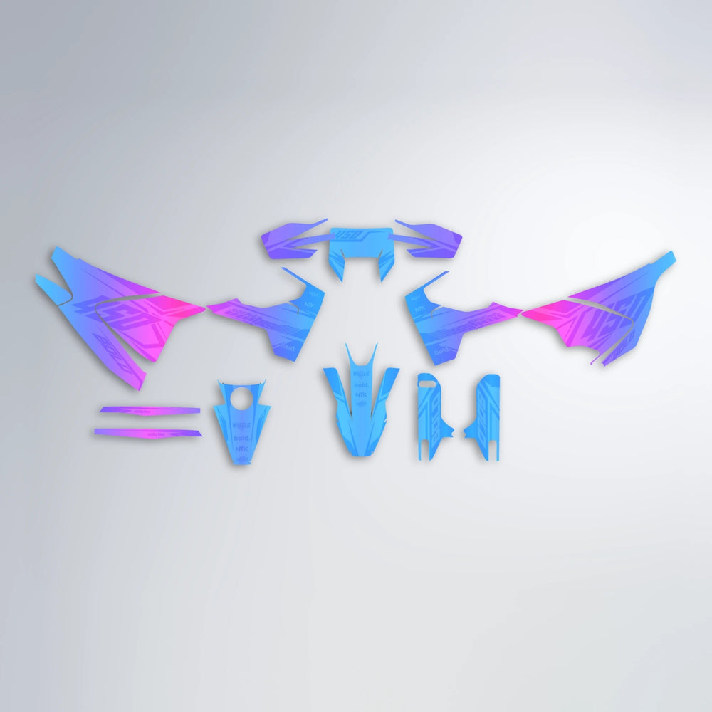 TEMPEST Husqvarna 701 graphics kit parts layout in Blue Purple Fade