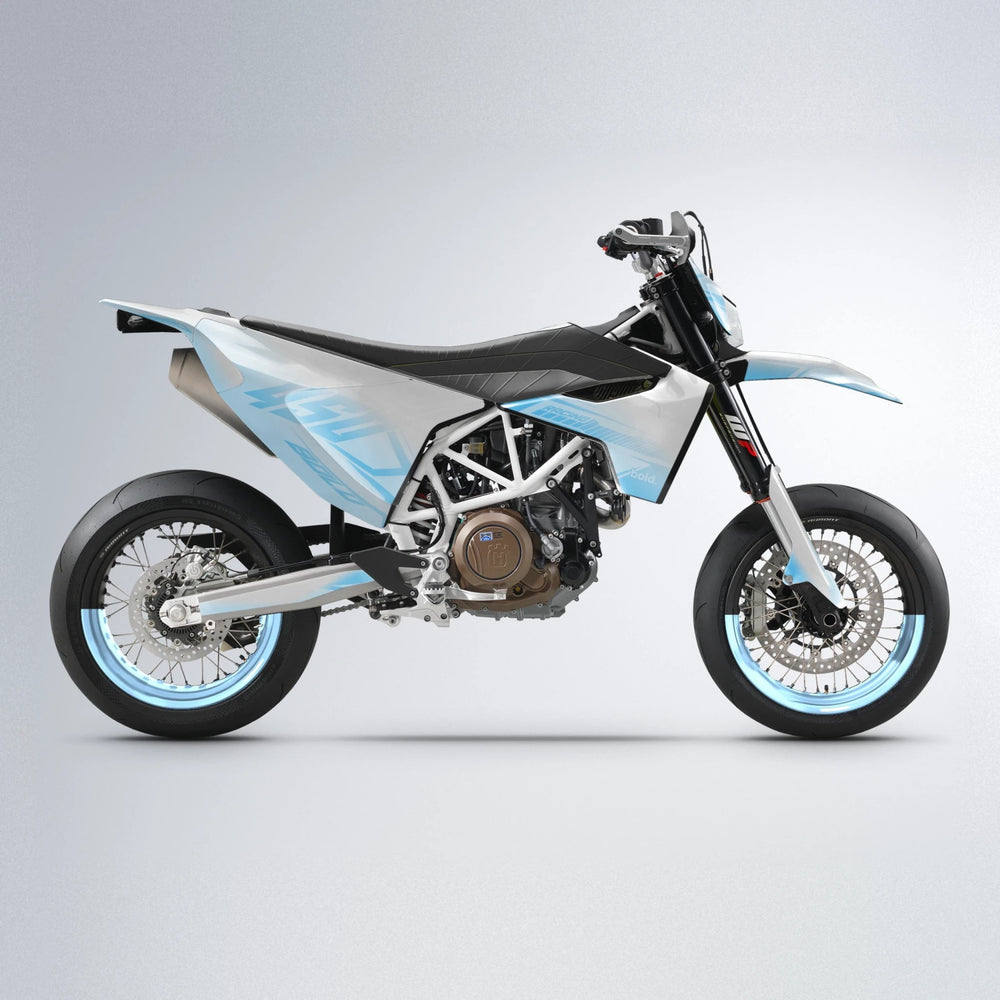 TEMPEST Husqvarna 701 supermoto graphics kit in Light Blue & White