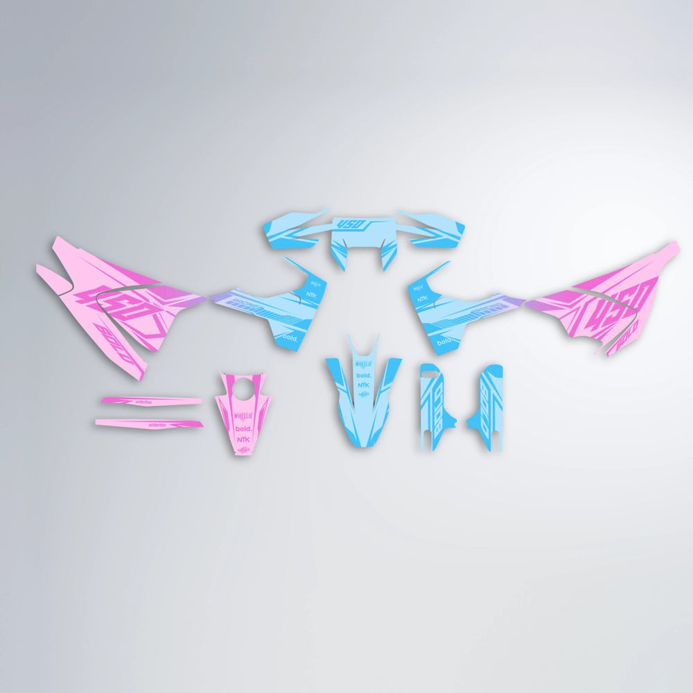 TEMPEST Husqvarna 701 graphics kit parts layout in Pink & Light Blue