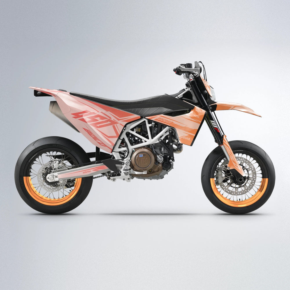 TEMPEST Husqvarna 701 supermoto graphics kit in Red & Orange