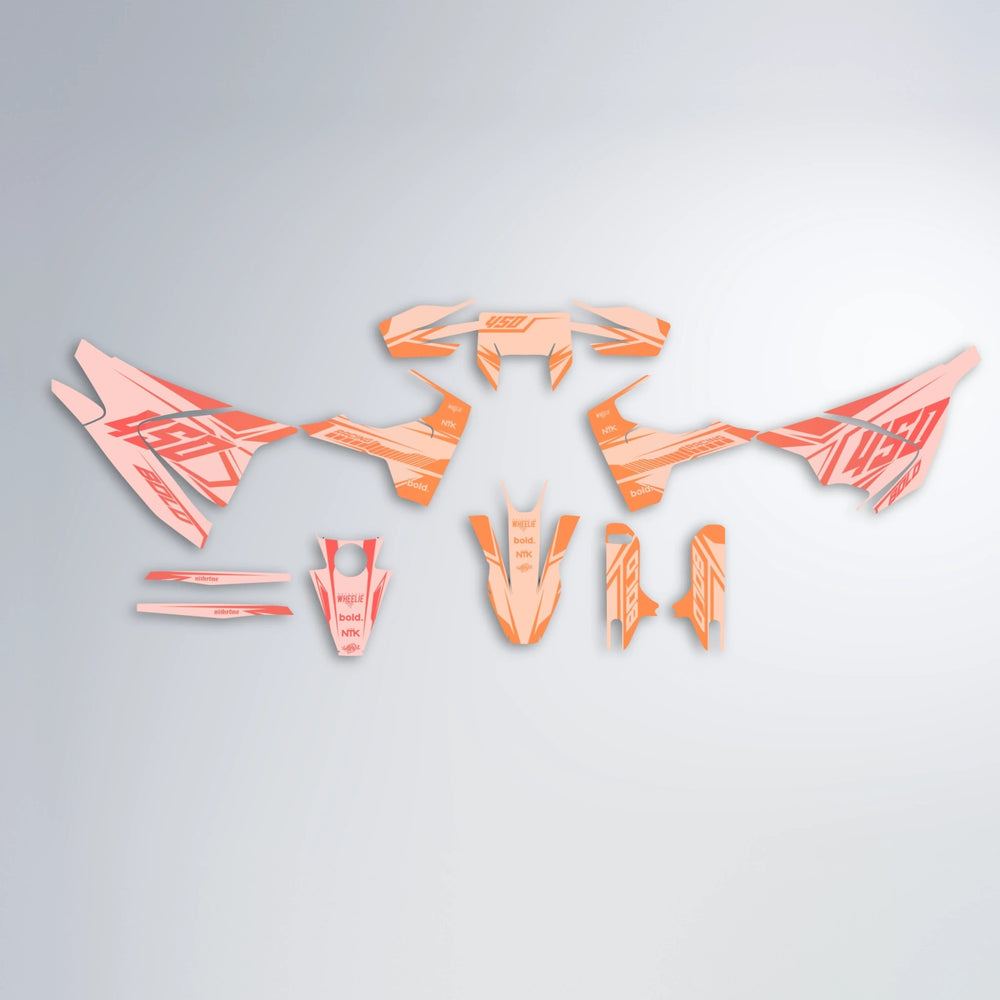 TEMPEST Husqvarna 701 graphics kit parts layout in Red & Orange