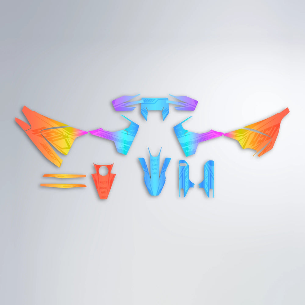 TEMPEST Husqvarna 701 graphics kit parts layout in Sunset Fade