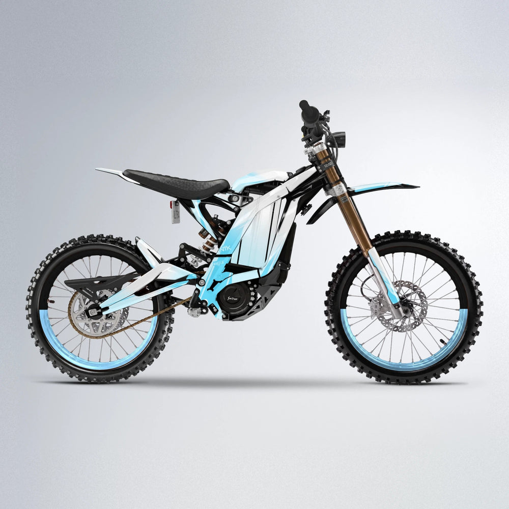 TEMPEST Sur-Ron Light Bee motocross graphics kit in Light Blue & White