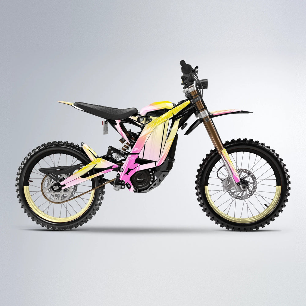 TEMPEST Sur-Ron Light Bee motocross graphics kit in Pink & Yellow