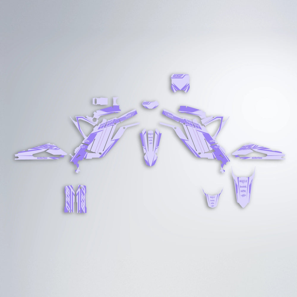 TEMPEST Sur-Ron Light Bee graphics kit parts layout in Purple