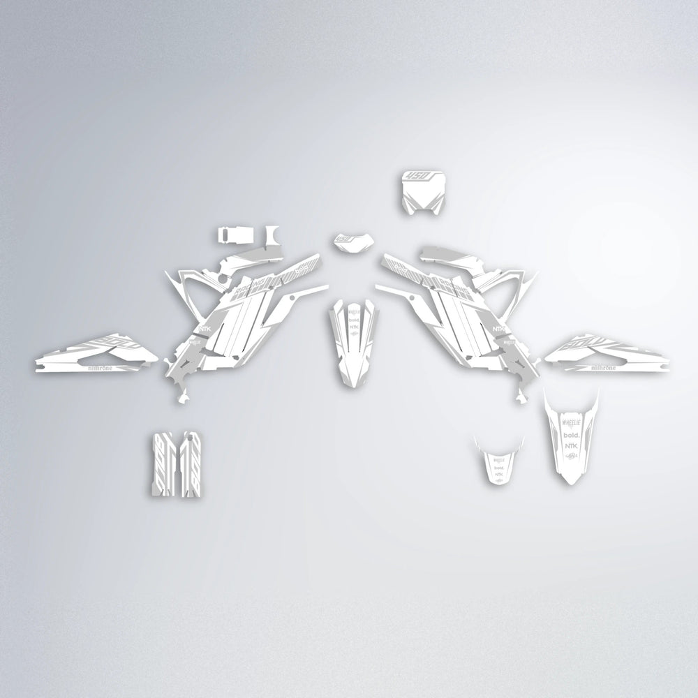 TEMPEST Sur-Ron Light Bee graphics kit parts layout in White