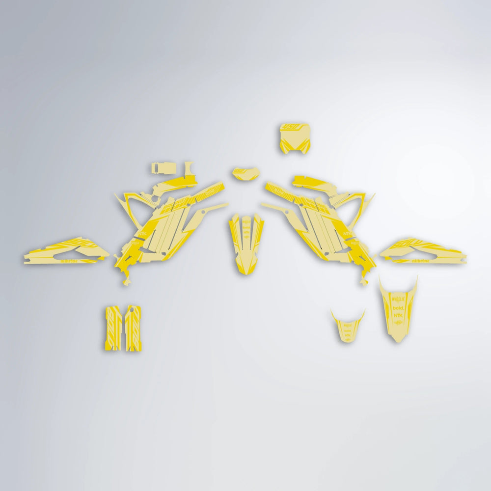 TEMPEST Sur-Ron Light Bee graphics kit parts layout in Yellow