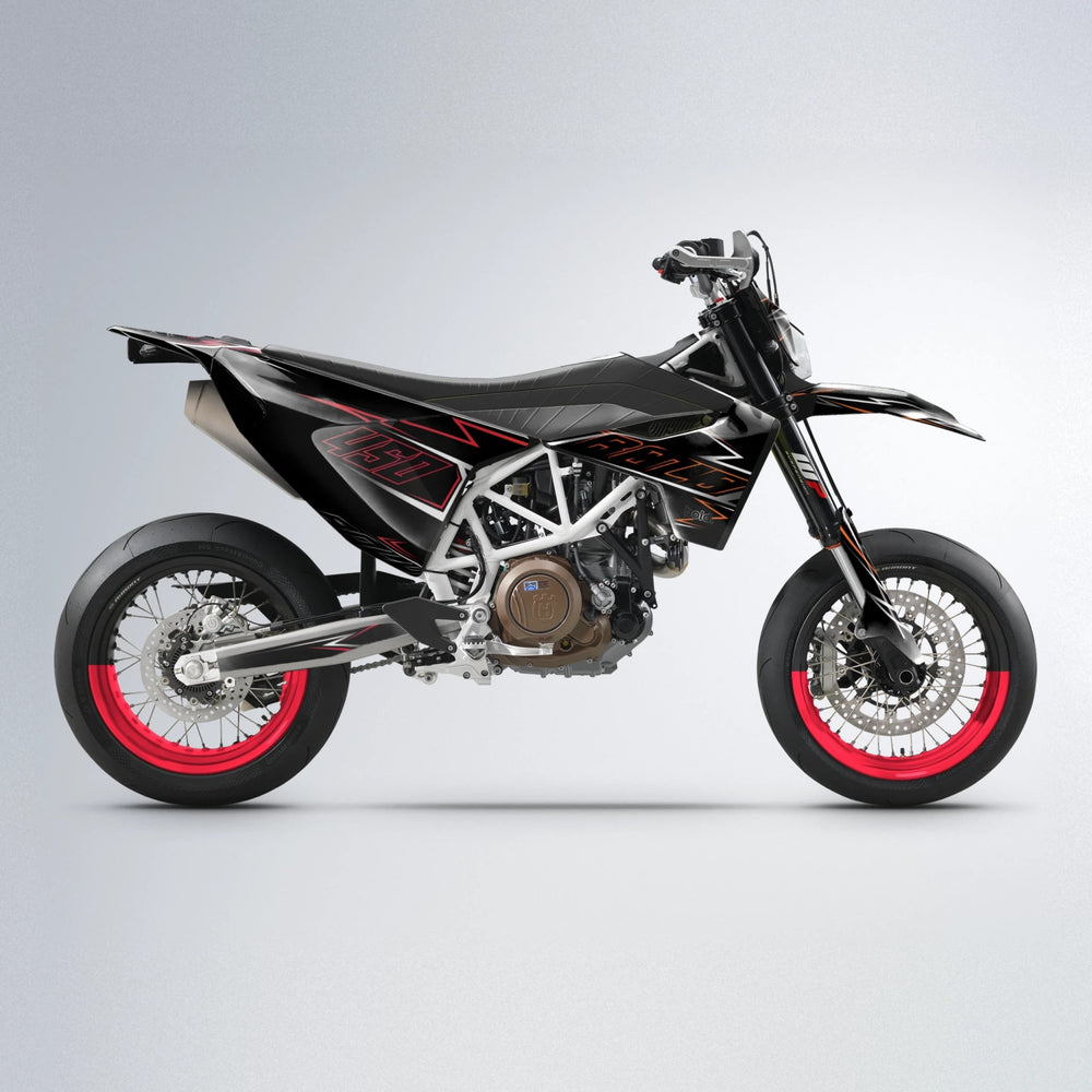 TEMPTATION Husqvarna 701 supermoto graphics kit in Red & Orange