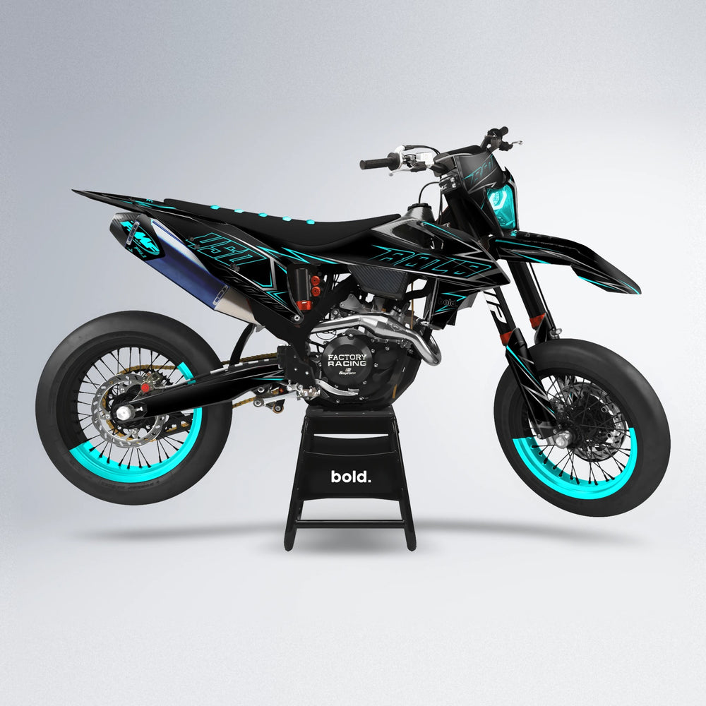 TEMPTATION supermoto graphics kit in Blue x Chrome