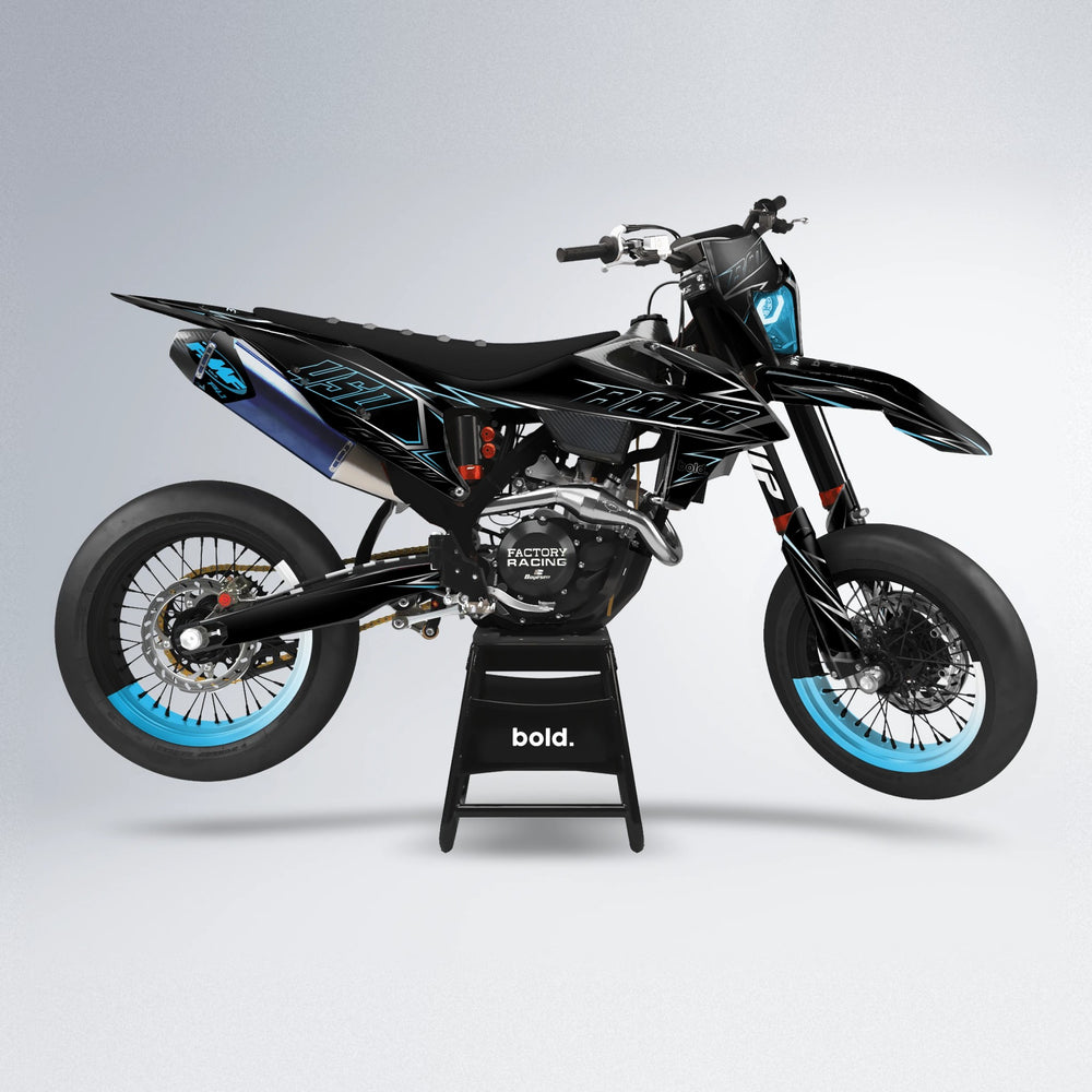 TEMPTATION supermoto graphics kit in Light Blue & White