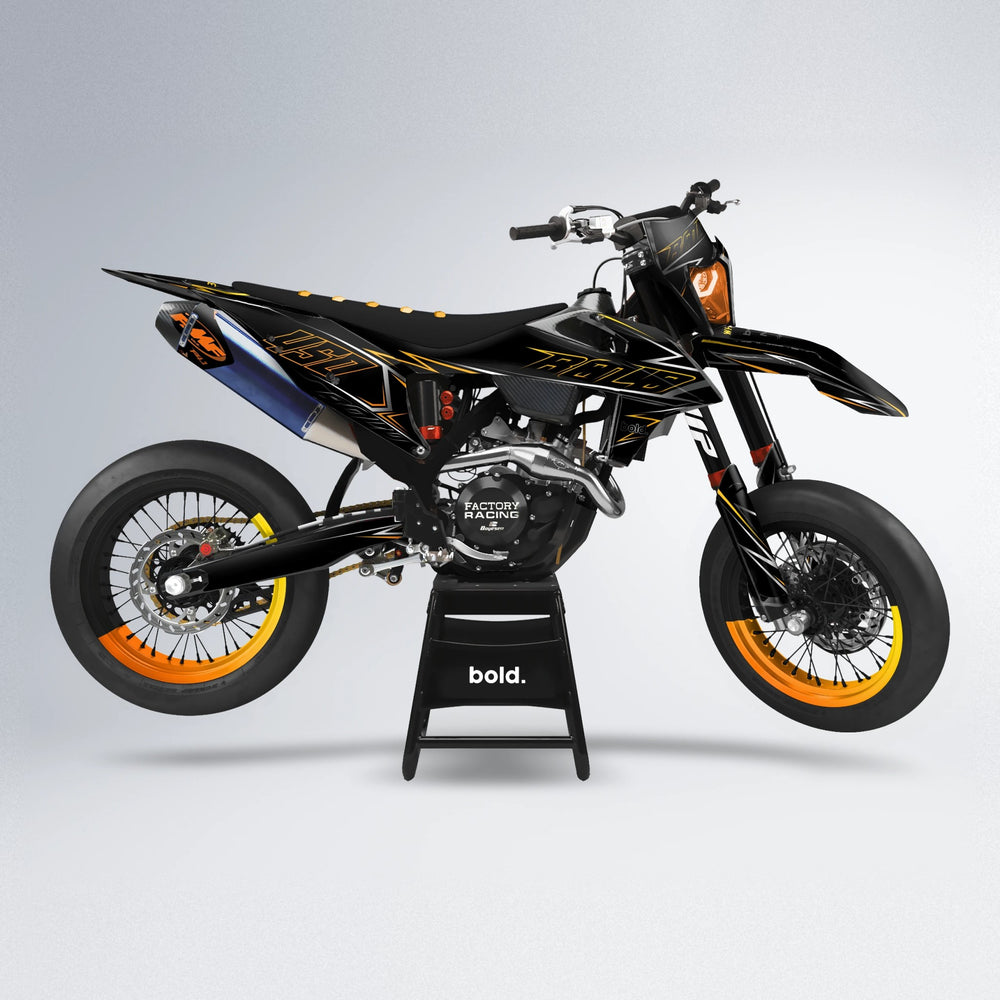 TEMPTATION supermoto graphics kit in Orange & Yellow