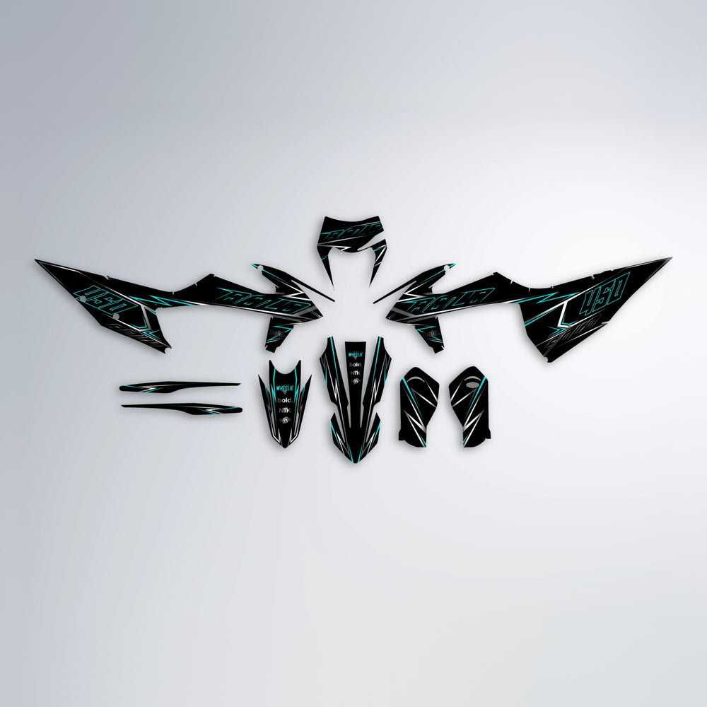 TEMPTATION graphics kit parts layout in Teal