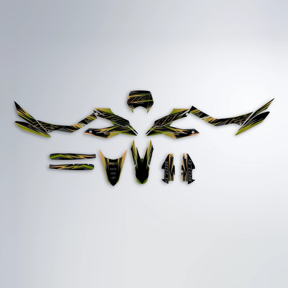 THUNDERSTRUCK Aprilia SX 125 graphics kit parts layout in Olive
