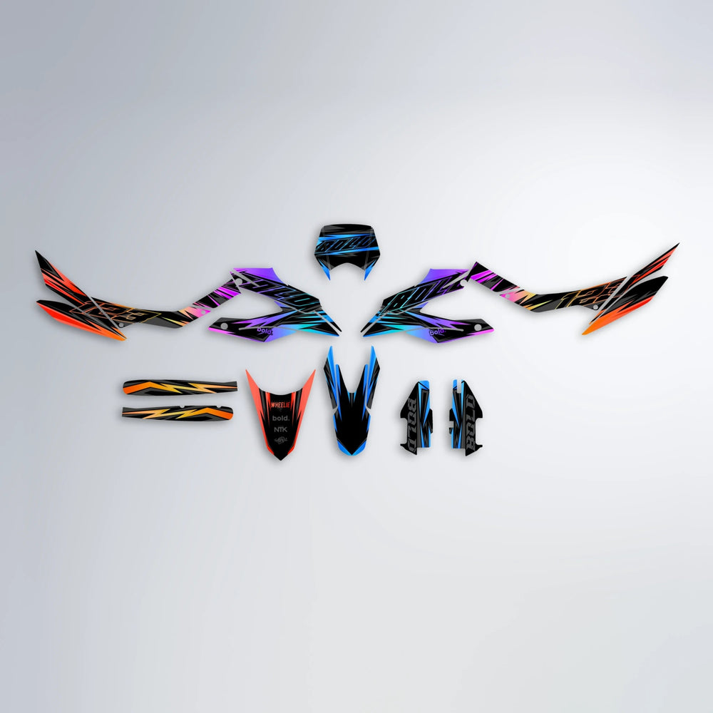 THUNDERSTRUCK Aprilia SX 125 graphics kit parts layout in Sunset Fade