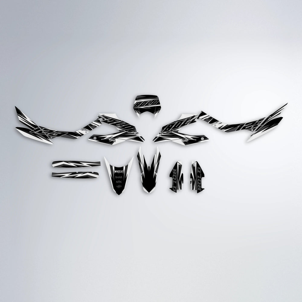 THUNDERSTRUCK Aprilia SX 125 graphics kit parts layout in White
